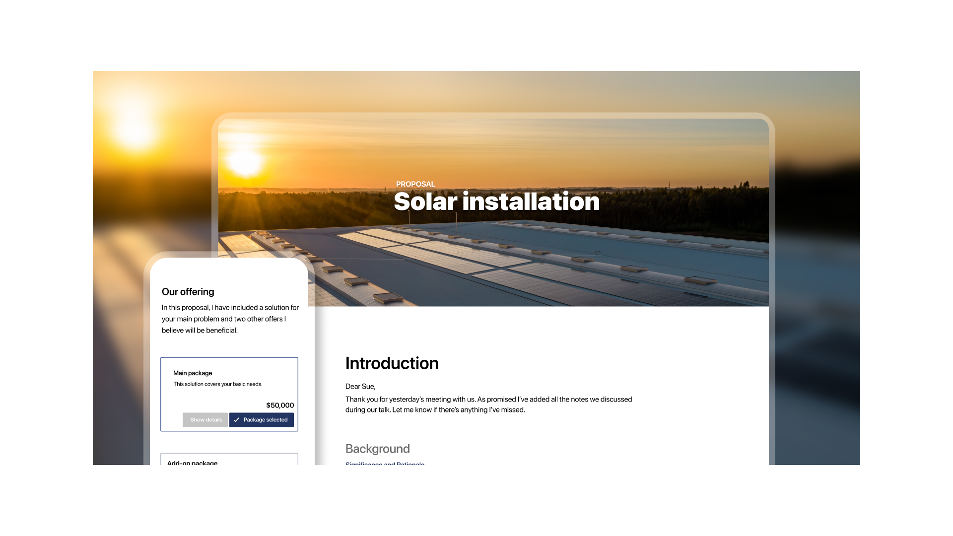 Solar installation proposal template